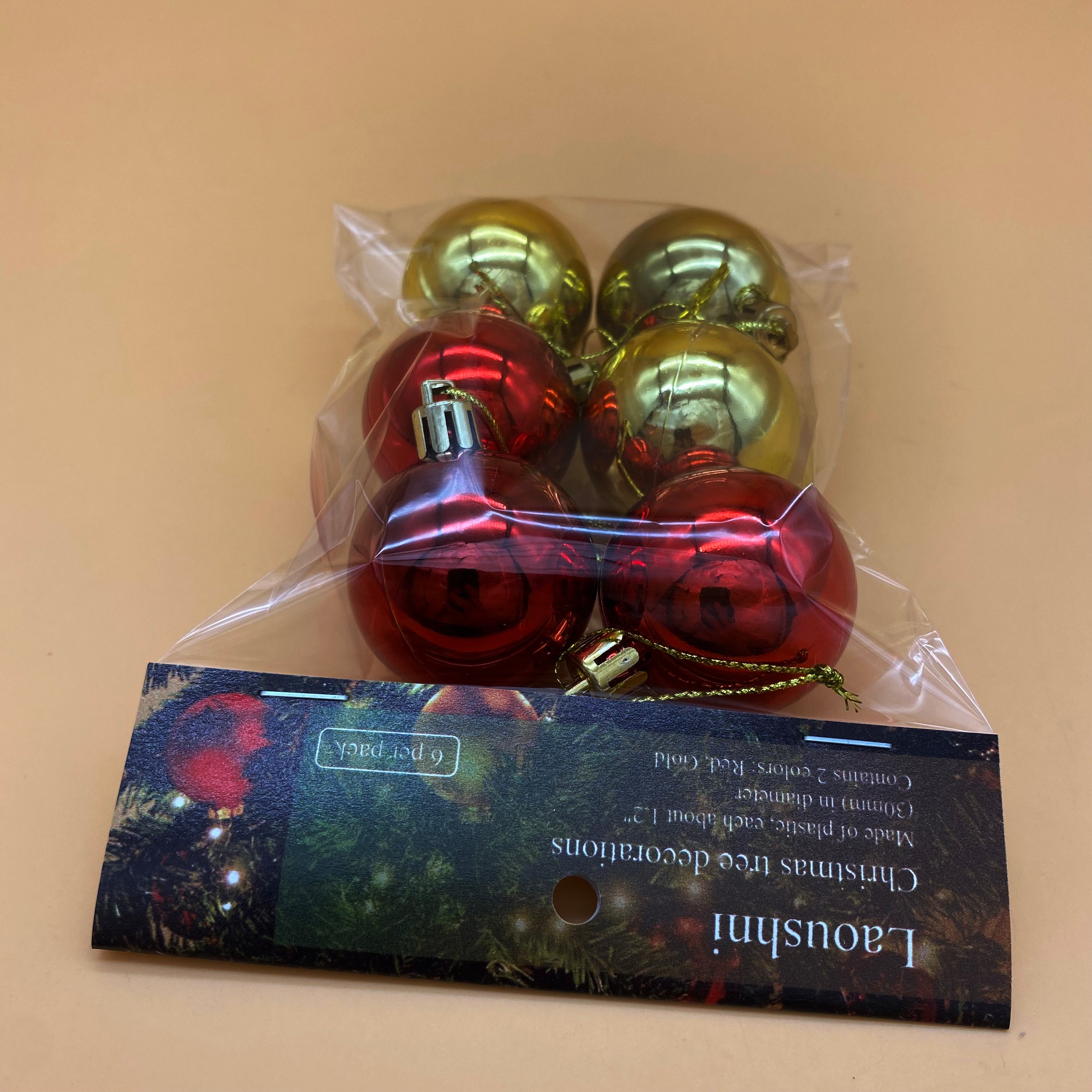 Laoushni Christmas tree decorations, 6 Pack Christmas Ball 30mm/1.12" for Halloween Party Christmas Tree Decorations