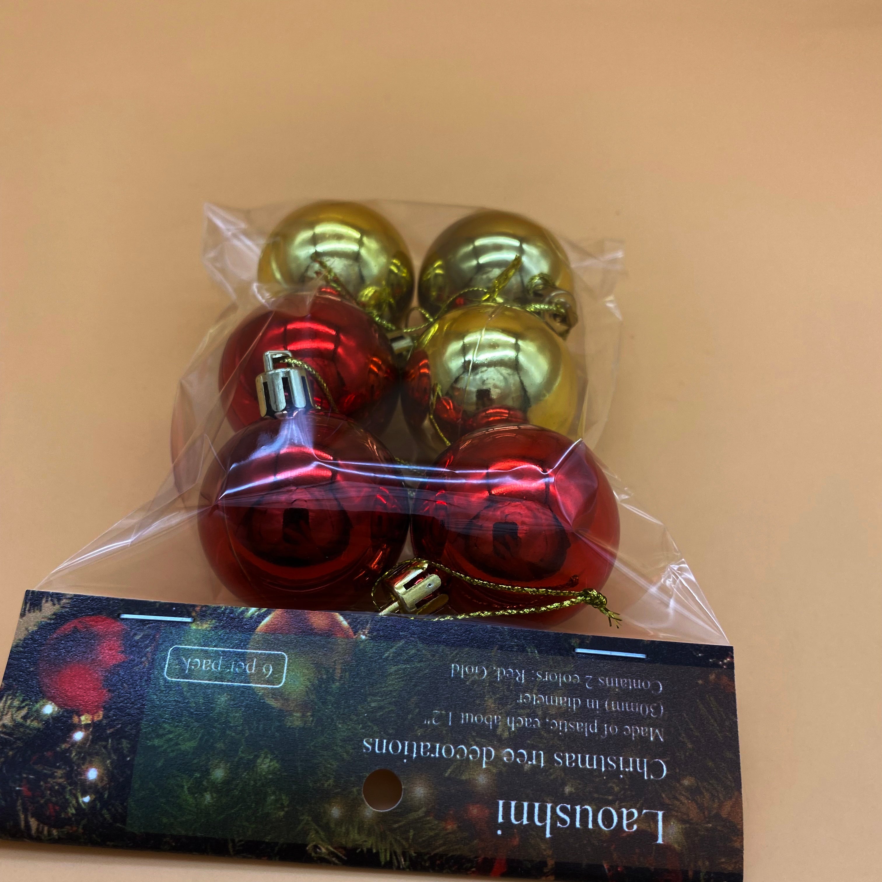 Laoushni Christmas tree decorations, 6 Pack Christmas Ball 30mm/1.12" for Halloween Party Christmas Tree Decorations