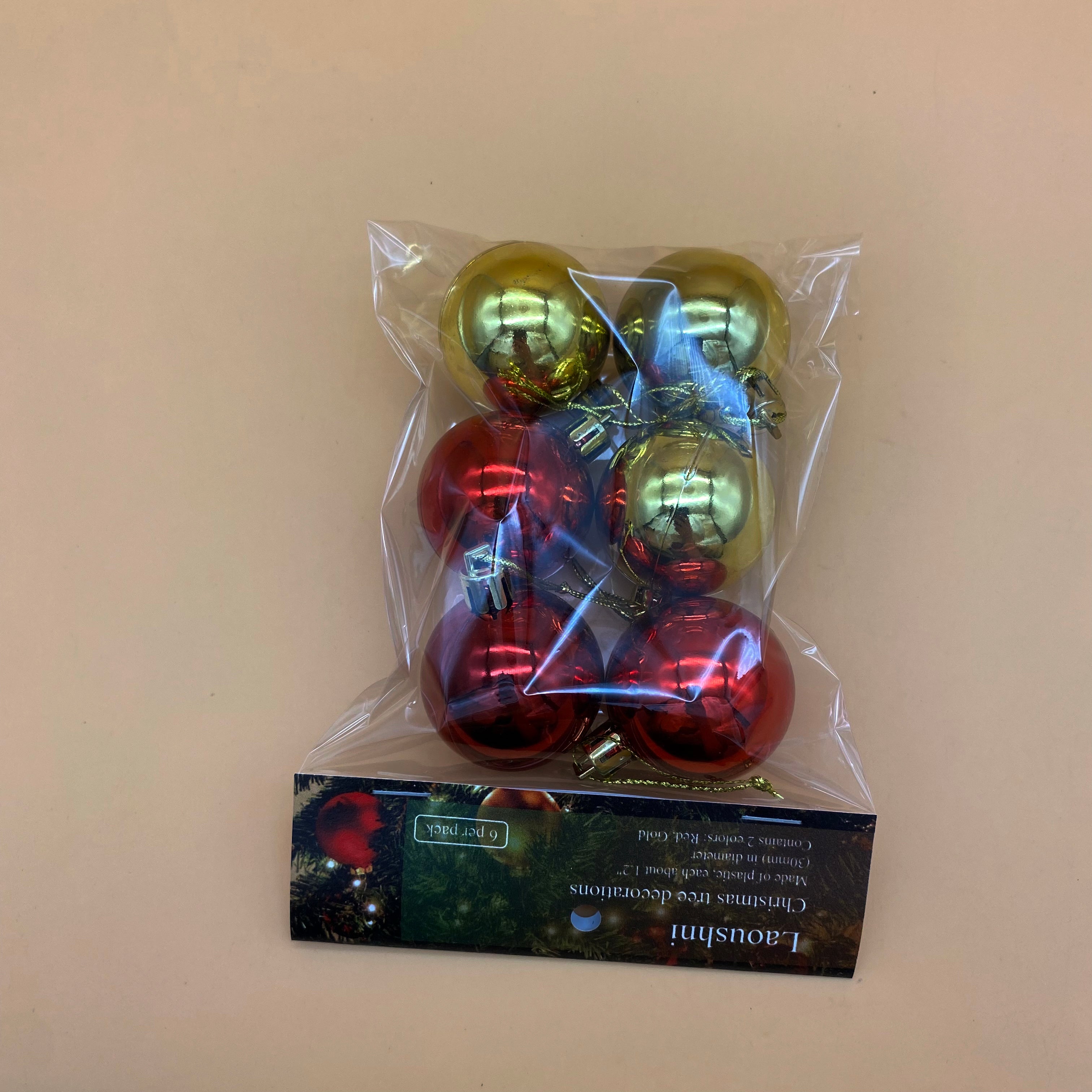 Laoushni Christmas tree decorations, 6 Pack Christmas Ball 30mm/1.12" for Halloween Party Christmas Tree Decorations