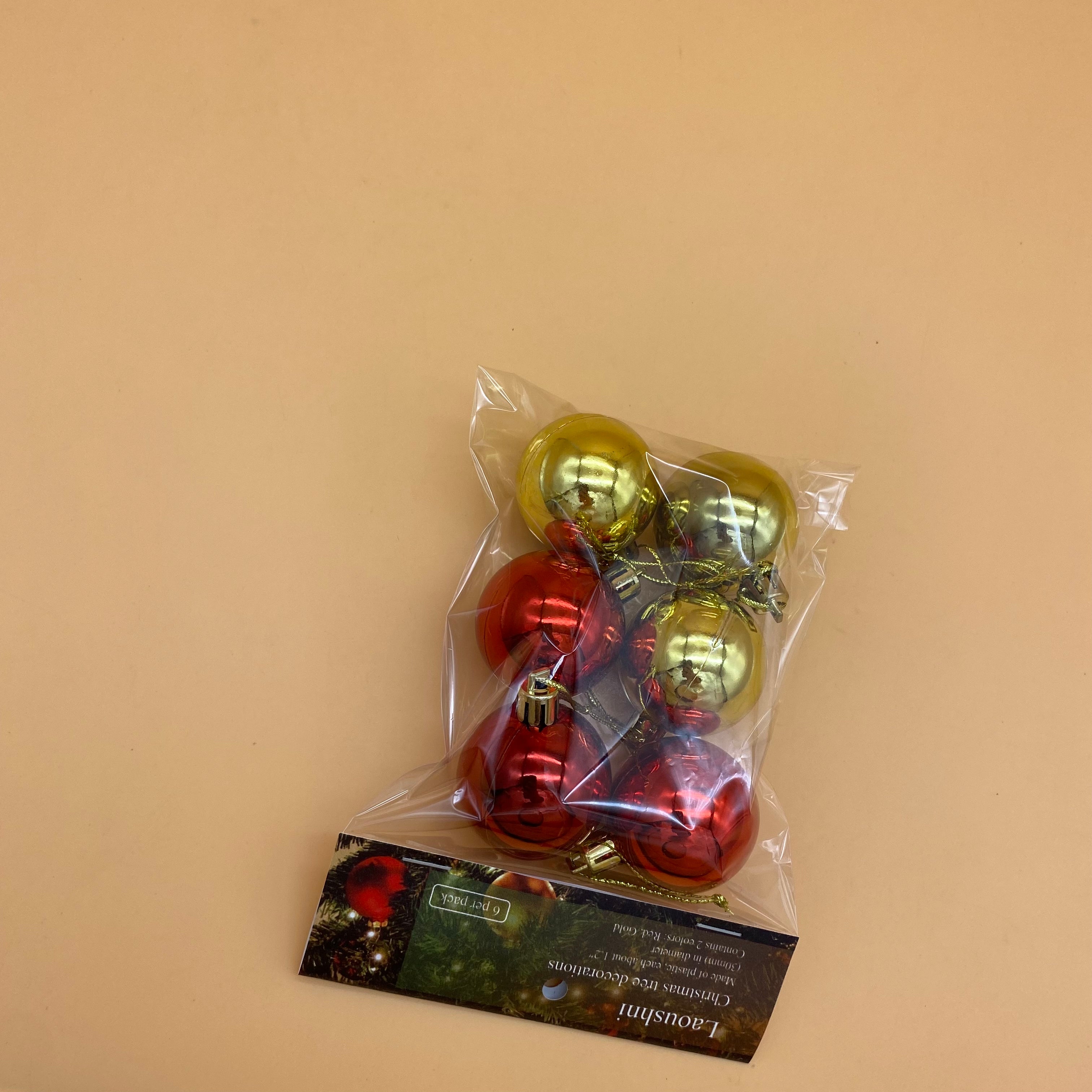 Laoushni Christmas tree decorations, 6 Pack Christmas Ball 30mm/1.12" for Halloween Party Christmas Tree Decorations