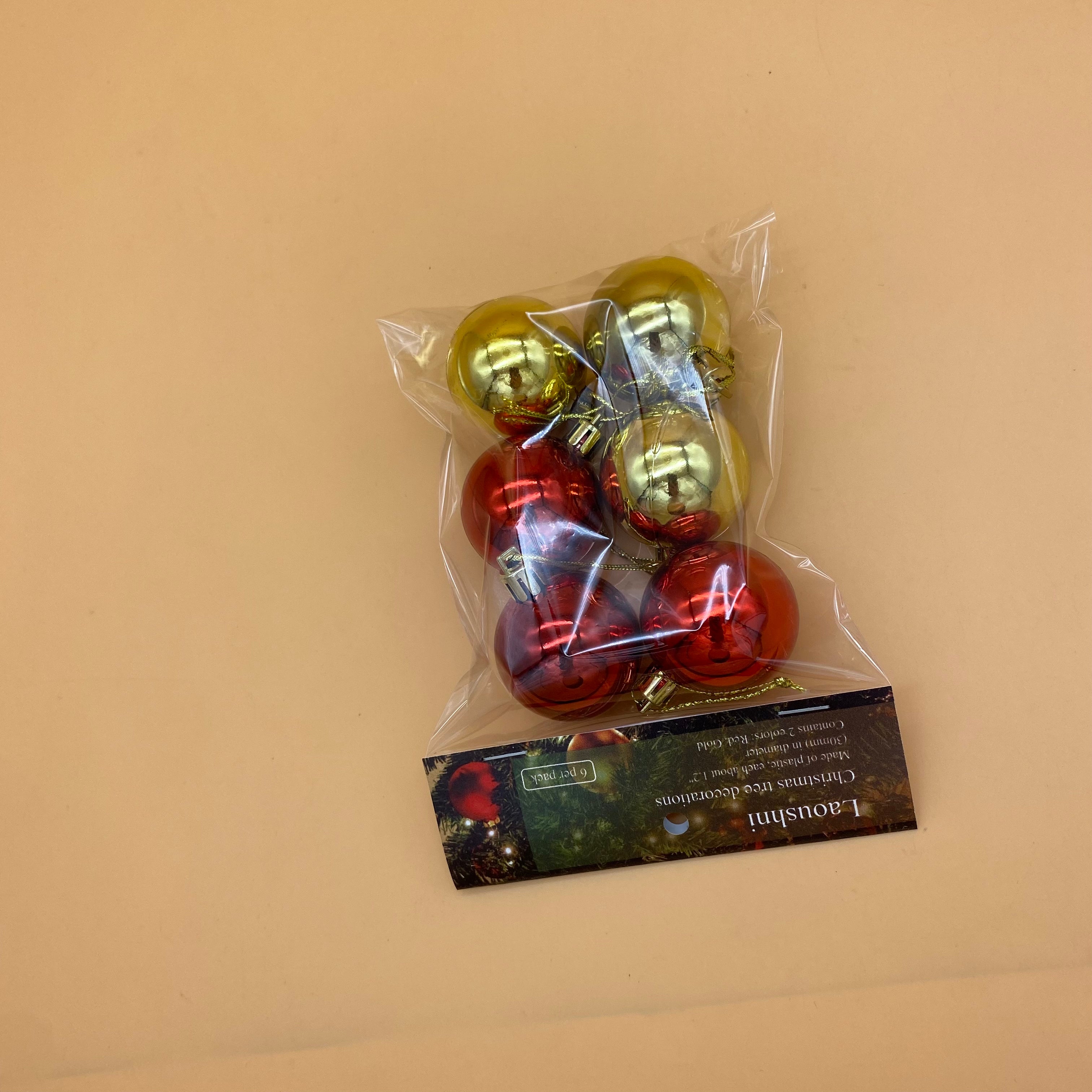 Laoushni Christmas tree decorations, 6 Pack Christmas Ball 30mm/1.12" for Halloween Party Christmas Tree Decorations