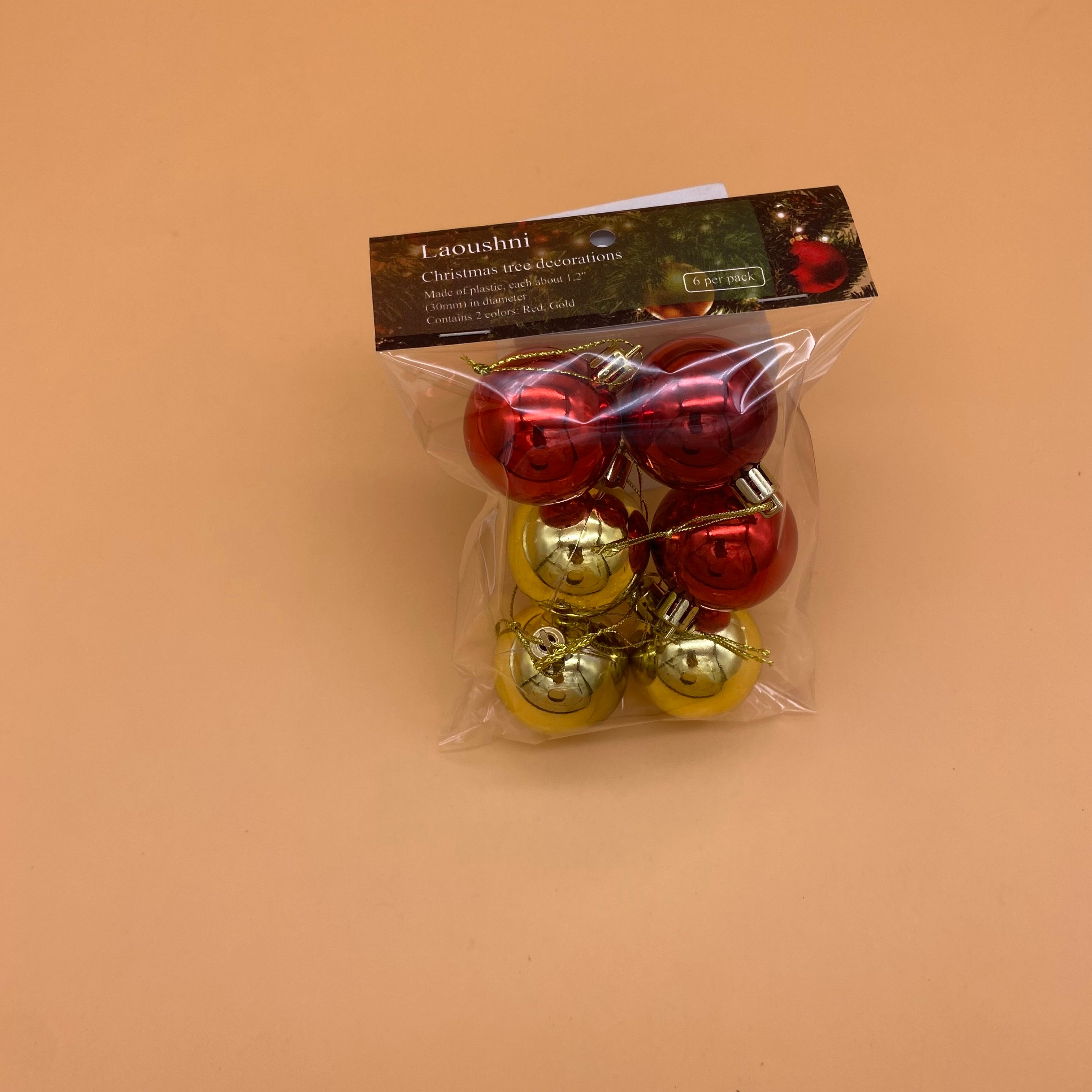 Laoushni Christmas tree decorations, 6 Pack Christmas Ball 30mm/1.12" for Halloween Party Christmas Tree Decorations