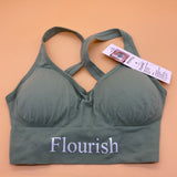 Flourish Sports bra, 1Pack Strappy Run Workout Gym Activewear Women Bra with Removable Cups(Green)