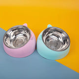 Pet feeding bowl, high foot neck guard anti overturning large capacity stainless steel feeding bowl