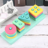 Montessori Wooden 3D Toys Childhood Learning Kids Baby Colorful Wooden Blocks Educational Toy For Kid Christmas Gift