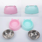Pet feeding bowl, high foot neck guard anti overturning large capacity stainless steel feeding bowl