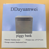 DDayuanwei piggy bank,  Stainless Steel Money Bank Cash Coin Jar, Meaningful Gifts for a Kid/Baby